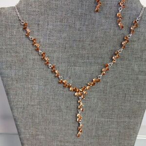Brown crystal jewelry set